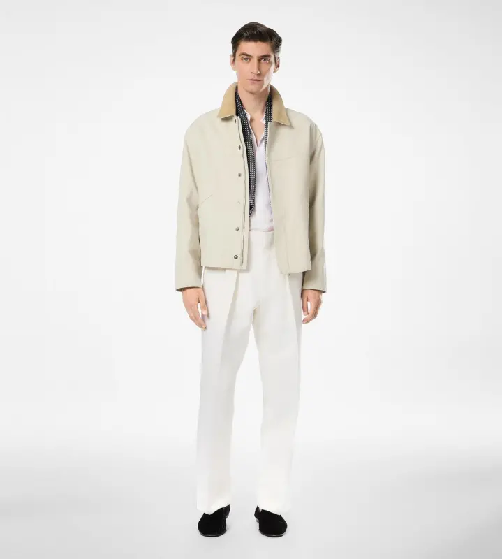 COTTON CANVAS WORKWEAR JACKET CREAM WHITE online